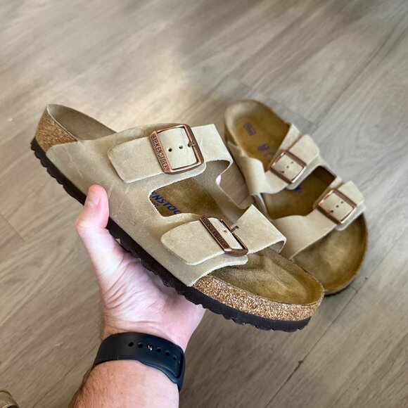 Birkenstock Arizona Soft Footbed Nubuck Sandals Taupe Size 43 M10 - Picture 1 of 6